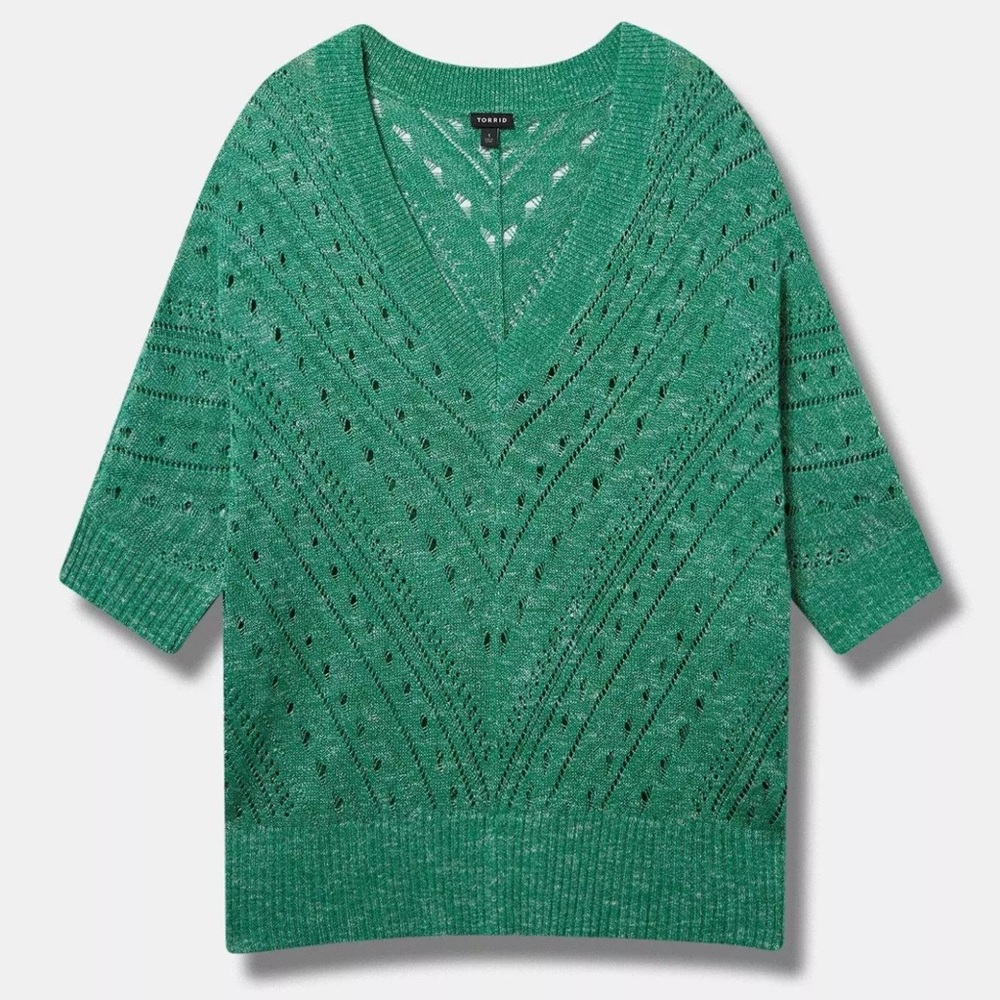 Torrid Pointelle Dolman Sweater Size 1 - Picture 3 of 4